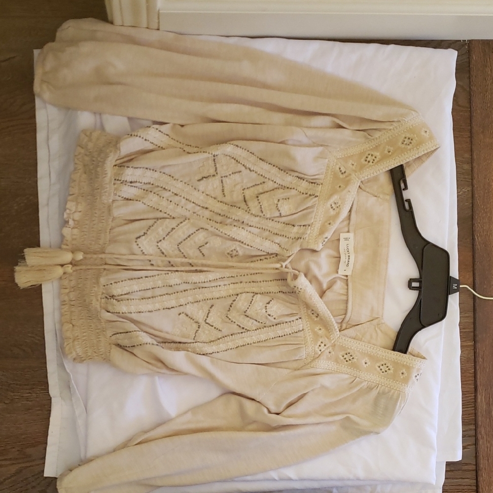 Lucky Brand Cream Embroidered Blouse